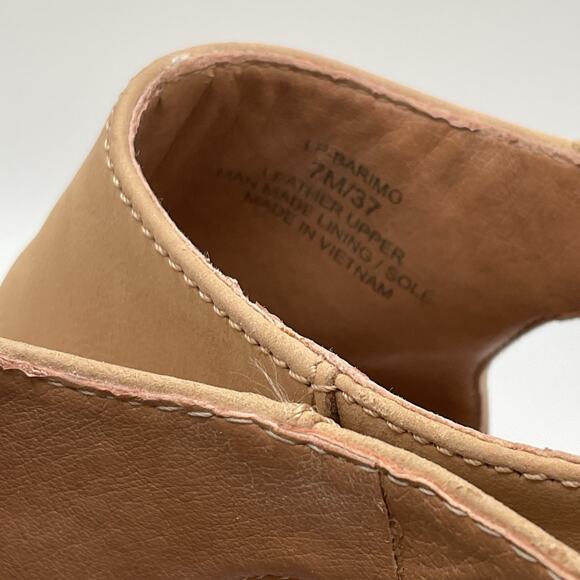 Lucky Brand Sandals Womens 7M Tan Brown Leather Open Toe Slingback Block Heel - Picture 6 of 11